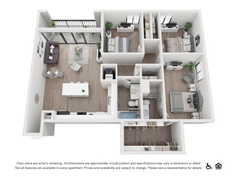 Floor plan for 3 beds, 2 baths, 1450 sqft
